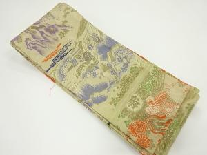 アンティーク　鳳凰に枝梅・菊模様織り出し半幅帯（材料）